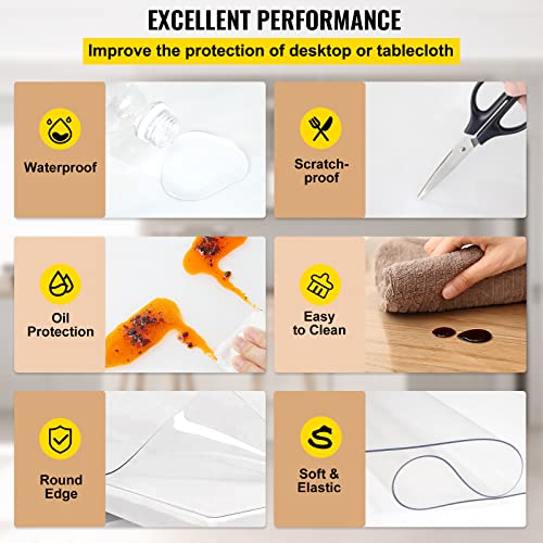 1.5mm Thick Clear PVC Table Protector, 40 x 72 Inch Waterproof Desk Mat