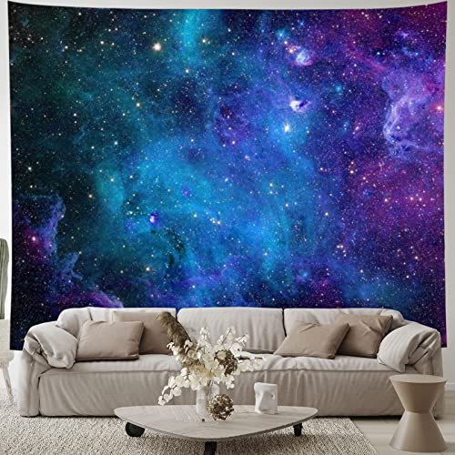 Galaxy Wall Tapestry - Blue Starry Sky & Space Nebula Backdrop