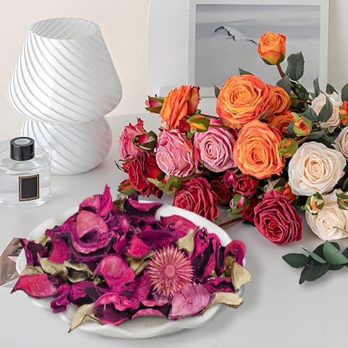 Rose Scented Dried Flower Potpourri Bowl Filler - 2 Pack with Essential Oil