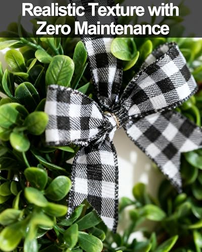 Green Mini Artificial Boxwood Wreaths Set of 6, 9-Inch Farmhouse Decor