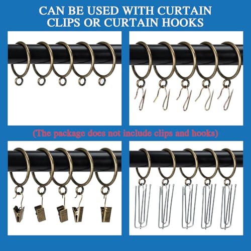Metal Curtain Rings with Eyelets for 1-Inch Rods, 24-Pack, Bronze