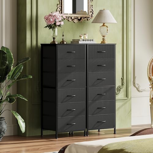 6-Drawer Tall Dresser, Vertical Fabric Storage Chest for Small Spaces