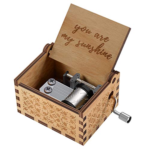 Vintage Laser-Engraved Wooden Music Box - You Are My Sunshine Melody