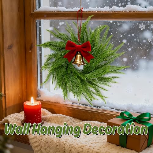 Norfolk Pine Candle Rings - 11.8 Inch Artificial Christmas Wreaths, 2 Pack