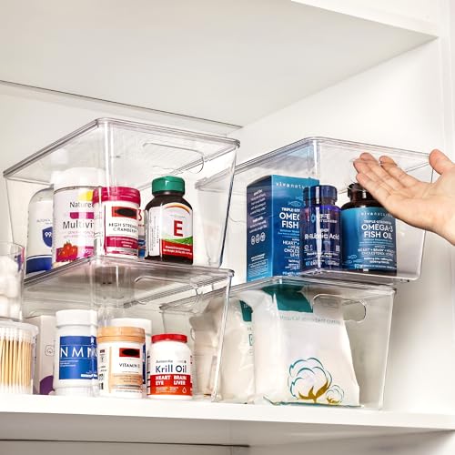 Vtopmart 6 Pack Clear Stackable Storage Bins with Lids & Handles