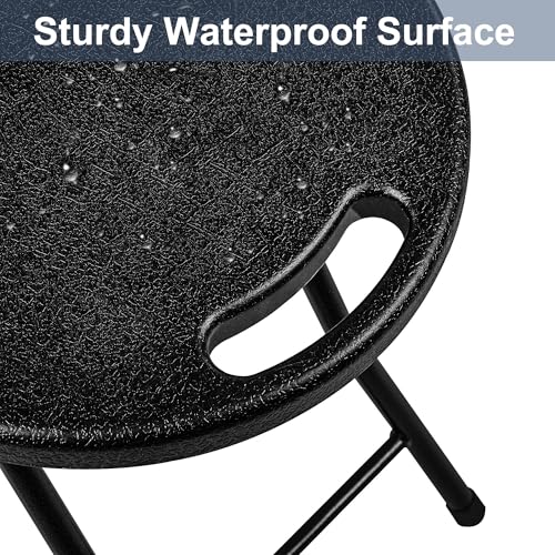 18-Inch Folding Stool with Handle, Heavy-Duty 500 lbs Capacity Portable Seat