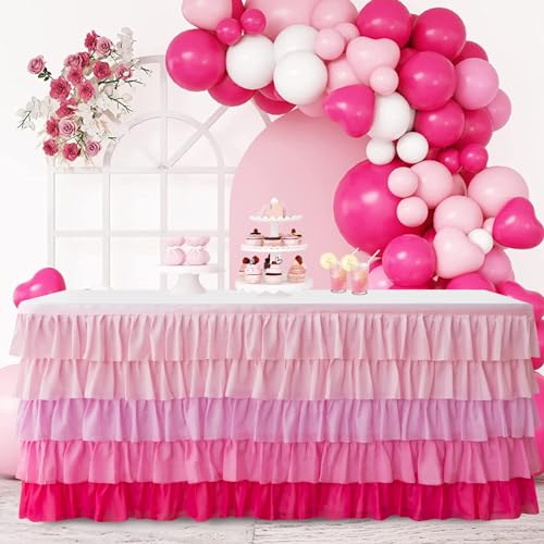 6ft Chiffon Ruffle Table Skirt for Birthday Party and Baby Shower