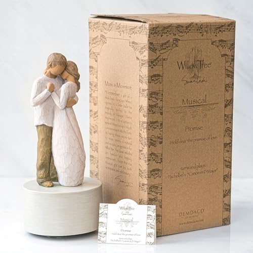 Promise Musical Figure, Hand-Painted Resin Couple Playing Pachelbel's Canon