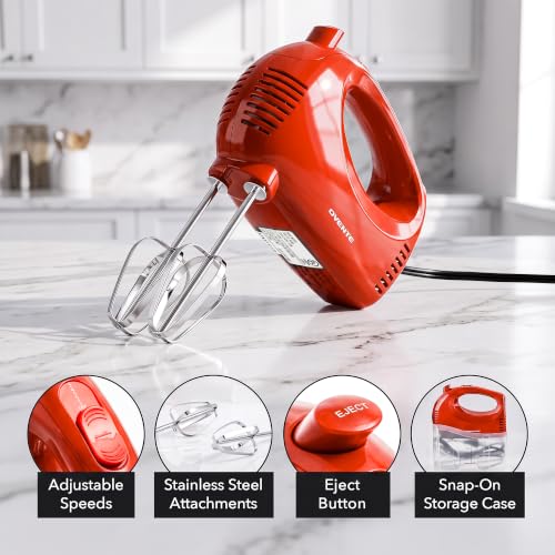 5-Speed Electric Hand Mixer with Storage Case & Stainless Steel Whisks