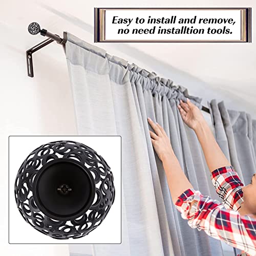 2pcs Decorative Curtain Rod Finials, 28mm Black Metal Ball Cage End Caps