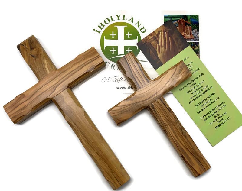 Hand-Carved Olive Wood Wall Cross - 6.2" Holy Land Religious Decor