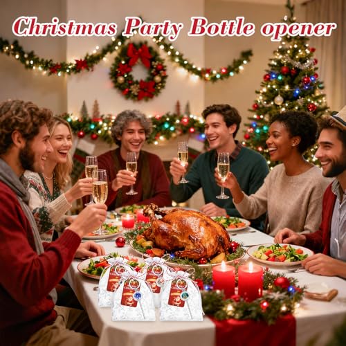 YKLIGTN Silver Christmas Bottle Opener Bulk Pack - Santa, Snowman & Tree Design