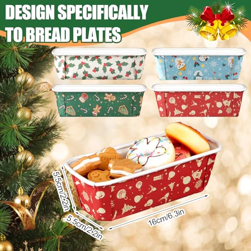 Maxcheck 40-Pack Christmas Disposable Bread Loaf Pans with Lids & Decorations