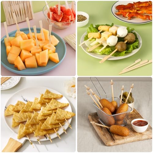Multicolor 400PCS Eco-Friendly Bamboo Cocktail Picks - Fancy Food Skewers for Appetizers & Drinks