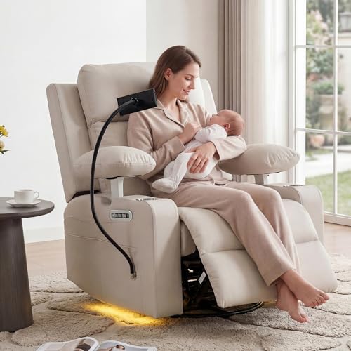 Electric Power Glider Rocking Chair with Lumbar Support and USB Charging