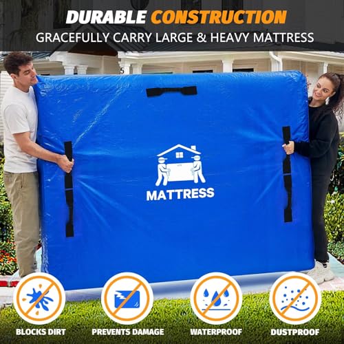 BETU Queen Mattress Bag for Moving & Storage - Heavy Duty Cover with 8 Handles