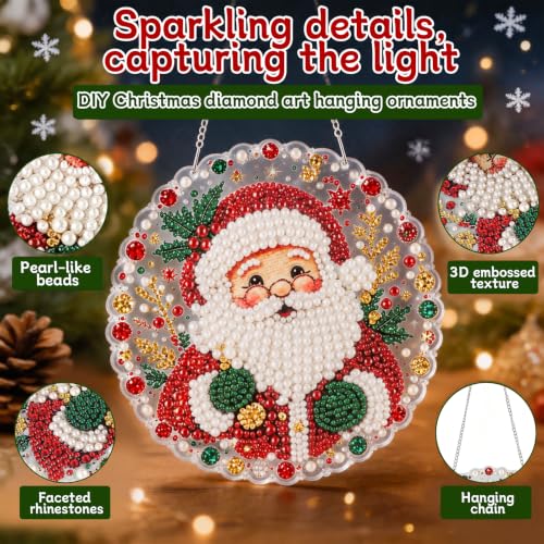 Christmas Pearl Diamond Painting Suncatcher Kit - 3D Beaded Holiday Wall Decor