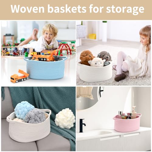 Woven Cotton Rope Storage Basket - 13x8x6 Decorative Organizer for Home and Nursery