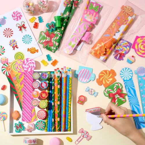 Cholemy 24-Piece Candy Theme Party Favors & Stationery Set (Candy) – Christmas Holiday Portable