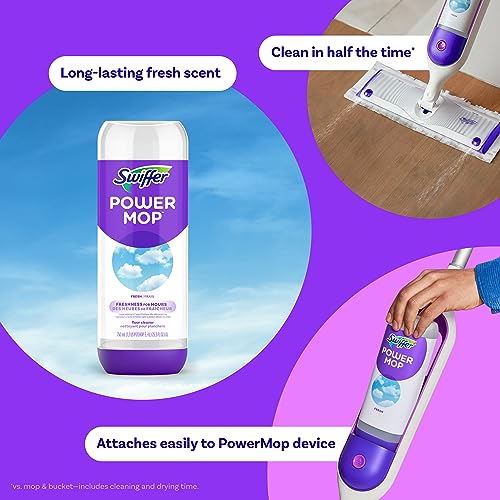 Swiffer PowerMop Floor Cleaner Solution Refill, Fresh Scent, 25.3 Fl Oz, 2 Count