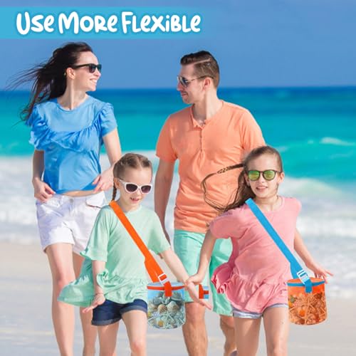 Mesh Beach Shell Collecting Bag & Sand Toy Storage Bucket - 2 Pack