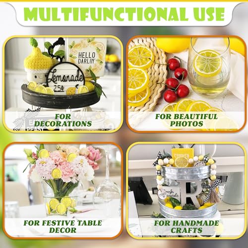 12 Pack Realistic Fake Lemon Slices - Bright Yellow Decor for Crafts and Centerpieces