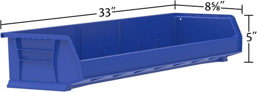 Akro-Mils Plastic Storage Bins - Hanging & Stacking Containers, Blue, 9" x 33" x 5" | 4-Pack
