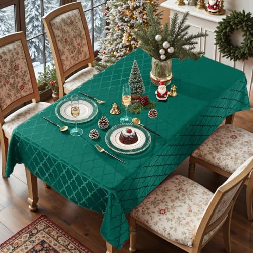 Christmas Rectangle Tablecloth 60 x 84 inches Green - Holiday Festive Decor