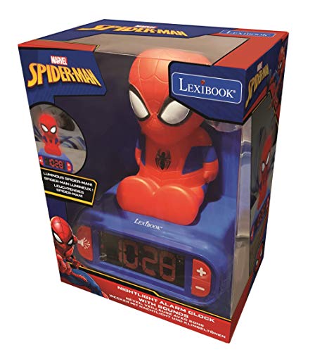 LEXiBOOK Spider-Man Nightlight Alarm Clock RL800SP for Kids, Superhero Gift