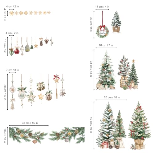 Wondever Christmas Window Clings Decals Static Cling Boho 9 Sheets 20x30cm