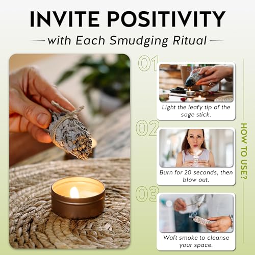 White Sage Smudge Stick Set - 3-Pack of 4-Inch Bundles for Home Cleansing