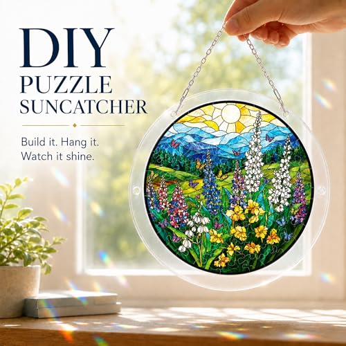 8.9-Inch Wildflower Acrylic Puzzle Suncatcher Window Hanging Decor
