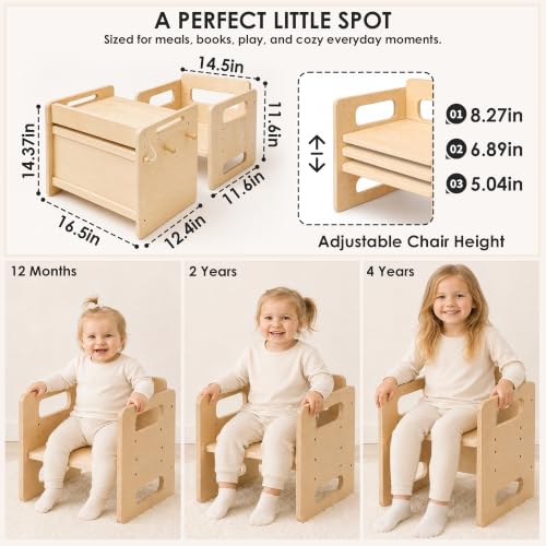 Montessori Weaning Table and Chair Set - Adjustable Wooden Toddler Furniture