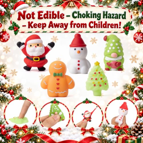 Thenshop 20 Pcs Christmas Stress Ball Set - 5 Styles Mini Soft Squeeze Balls