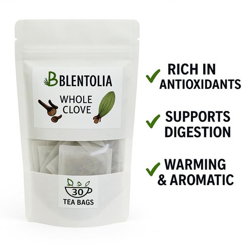 Blentolia Whole Clove – 30 Herbal Tea Bags – Warming & Aromatic Spice Tea – 100% Natural – Caffeine-Free – Immune & Digestive Support – Herbal Clove Infusion