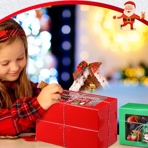 100 Pack Large Christmas Cookie Boxes with Window 9x6x3in – Maxcheck Bulk Gift Boxes