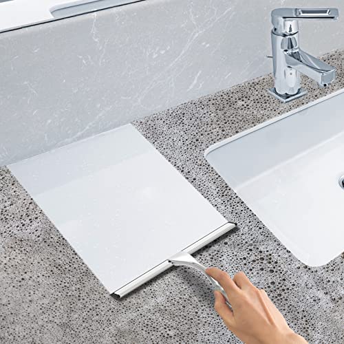 Docrok 10-Inch Stainless Steel Shower Squeegee with Hooks for Glass Doors