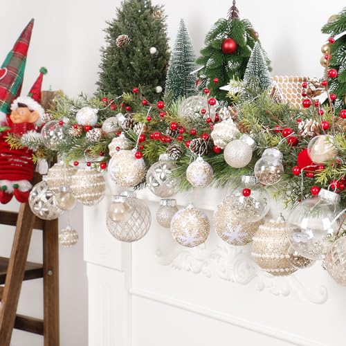 Champagne Christmas Ball Ornaments Set - 33 Shatterproof Holiday Decorations