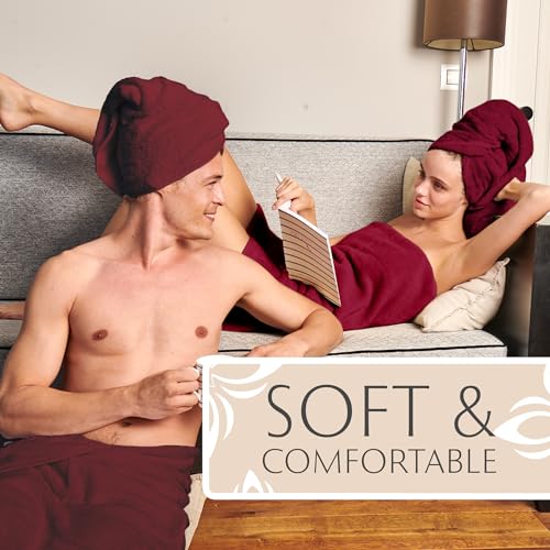 MAURA Turkish Cotton Bath Towels Set of 4 - Extra Large, Soft & Plush Burgundy