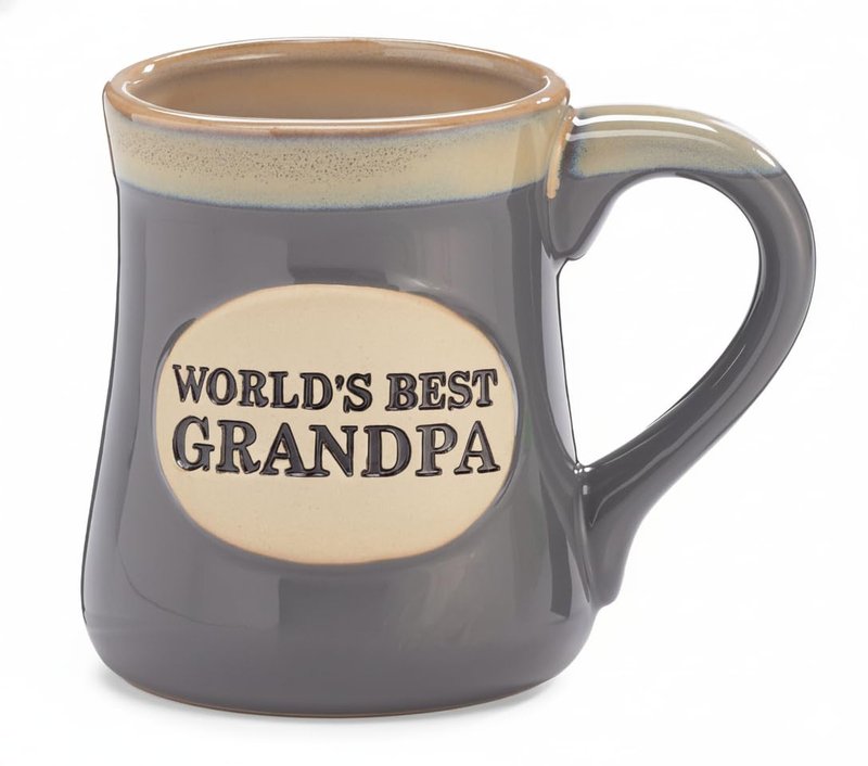 burton + BURTON "World's Best Grandpa" Blue & White Porcelain Mug - Large 18 oz Jumbo Coffee Cup - Christmas Gift for Grandpa
