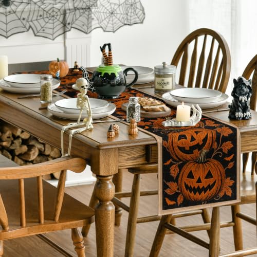 Artoid Mode 13x108 Inch Halloween Table Runner Bright Orange Home Decor