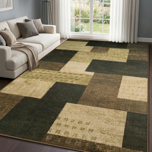 QuLint Modern Geometric Easy Jute Rug 6x9ft - Warm Taupe Indoor/Outdoor