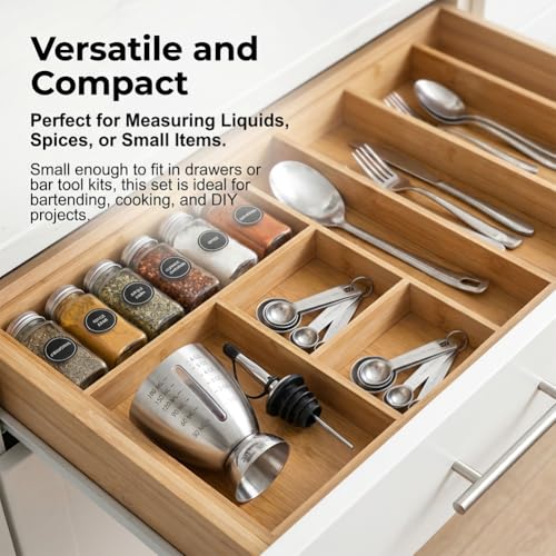 Melunira Silver Graduated Cocktail Jigger 1-6 oz with Drip-Free Spout, Heavy Duty Stainless Steel