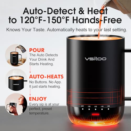 VSITOO S3 Pro 16oz Black Smart Self-Heating Coffee Mug with Temperature Control