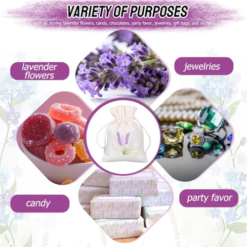 10-Pack Cotton Lavender Sachet Bags with Drawstring - 5.5 x 3.9 Inch