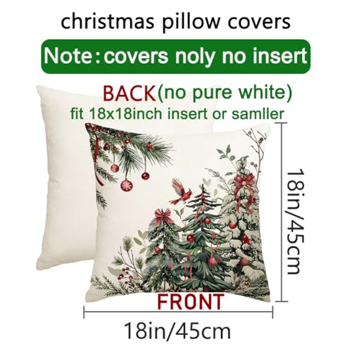 RABUSOFA Waterproof Christmas Pillow Covers 18x18 Green Set of 2 Outdoor Decor