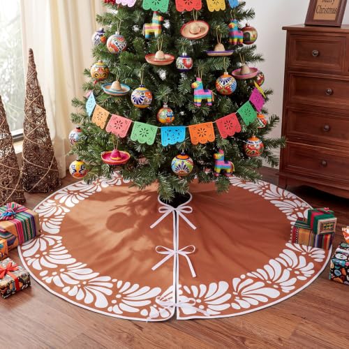 Halloscume 48 Inch Mexican Talavera Christmas Tree Skirt Platos De Barro Rustic Decor