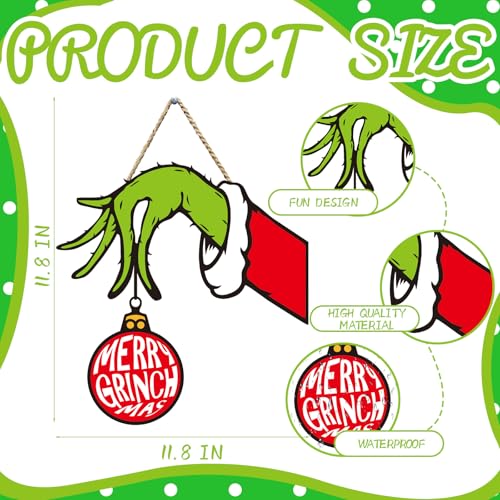 Denylo Pro Christmas Style-5 Wooden Door Sign - Red & Green Holiday Decor
