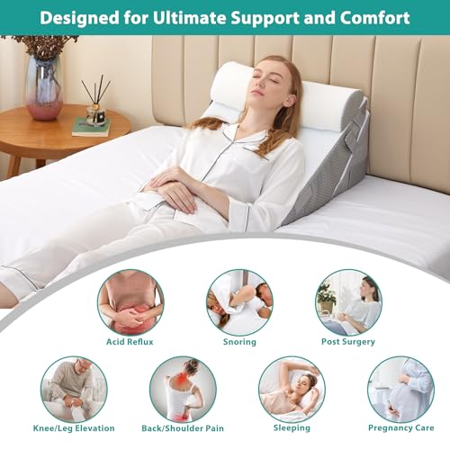 Bedluxe Orthopedic Bed Wedge Pillow Set - Adjustable Memory Foam Support