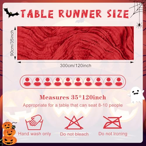 KEEPSHOWING 2 Pack Red Cheesecloth Table Runners 10Ft for Wedding & Party Decor